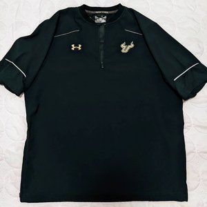 Men's USF Bulls Dark Green Under Armor Short Sleeve Windbreaker Pullover